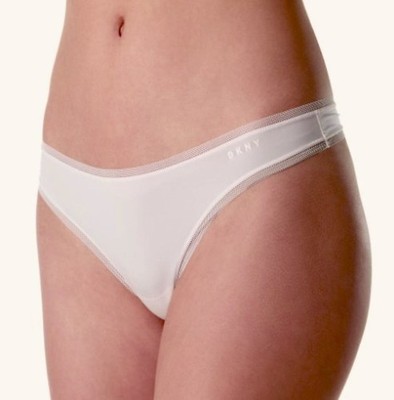 DKNY Litewear Vanilla Microfiber Mesh Trim Thong Panty NEW Womens Sz M 6  DK5001