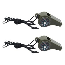 2Pcs Loud Emergency Safety Whistle Alarm with Compass Thermometer Survival Gear