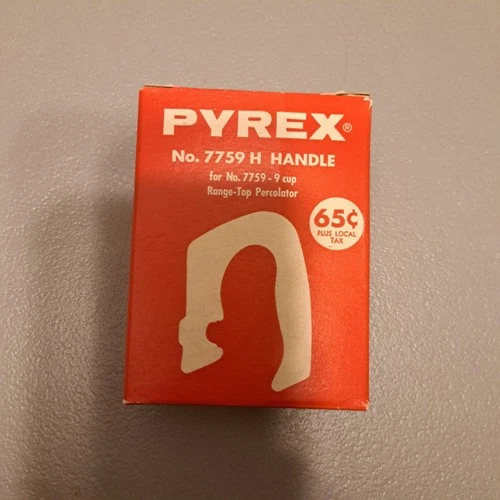 Vtg 7759-H Pyrex 9-Cup Percolator Glass HANDLE ONLY Coffee Pot Replacement Part