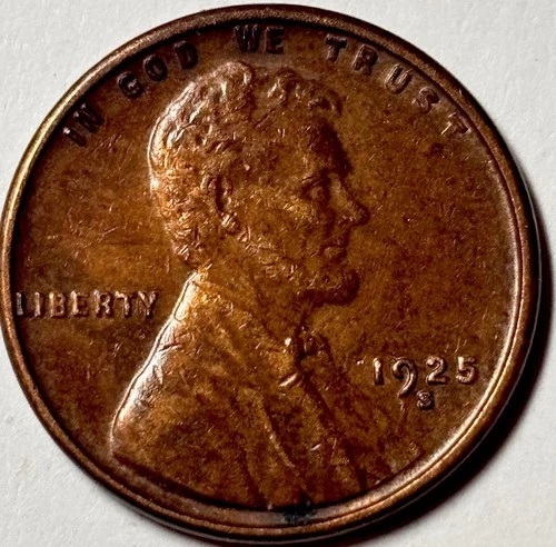 1925-s LINCOLN CENT  San Francisco Mint  AU+Totally Original!!!