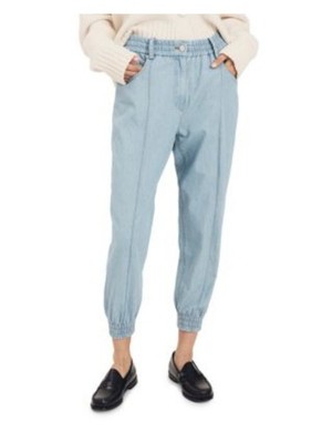 DEREK LAM 10 CROSBY Womens Pants Blue Zippered Elastic Waistband Joggers 4
