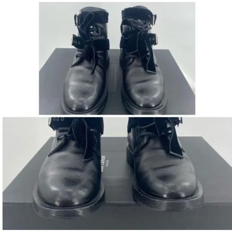 Stivaletti da combattimento SAINT LAURENT Spike borchie in pelle nera Yves Saint Laurent