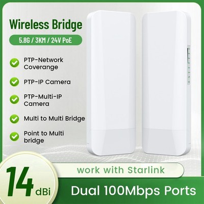 3KM Long Range Wireless Wifi Bridge Internet Extender Point to Point 5.8G CPE