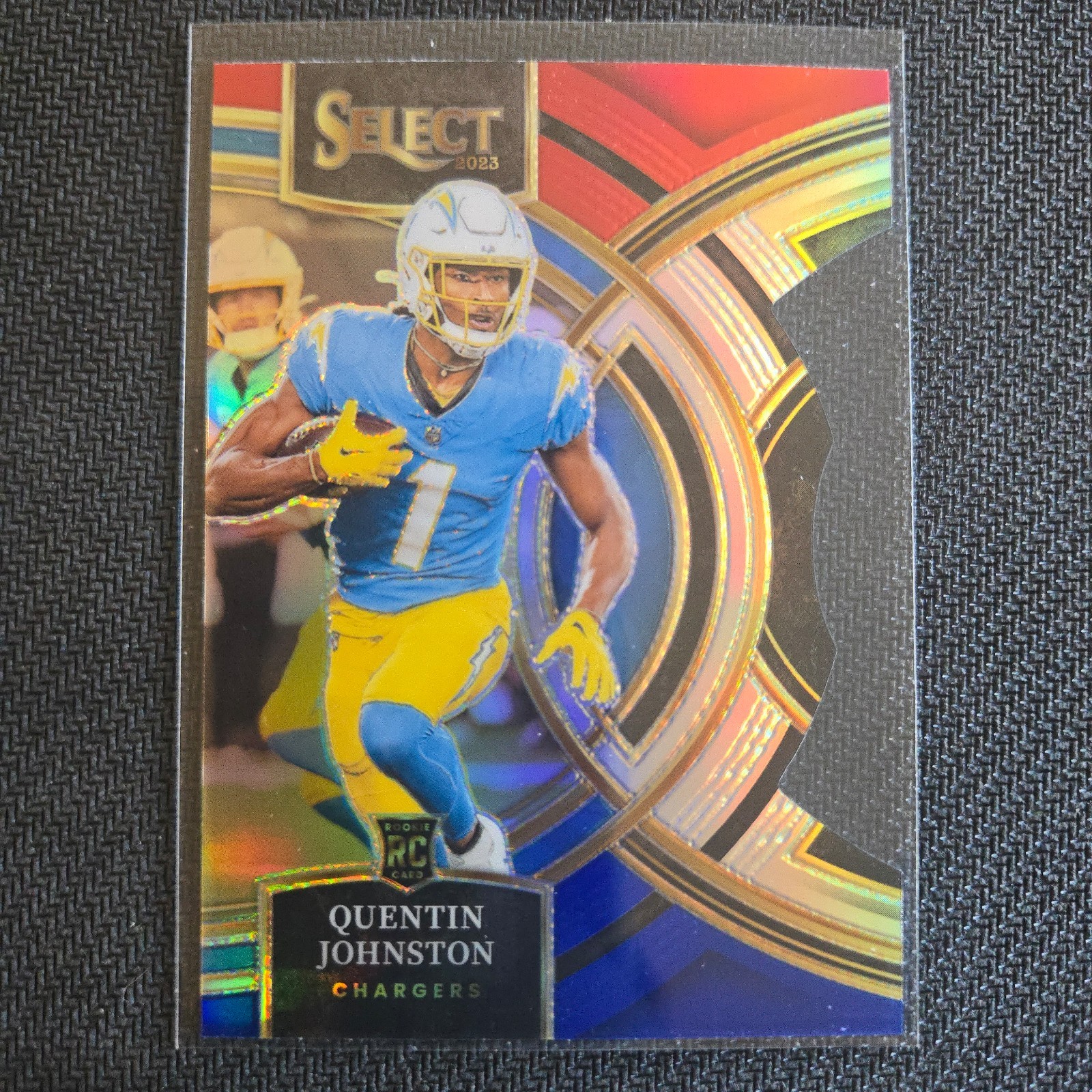 2023 Panini Select Premier Quentin Johnston #196 Red & Blue Prizm Die-Cut (RC)