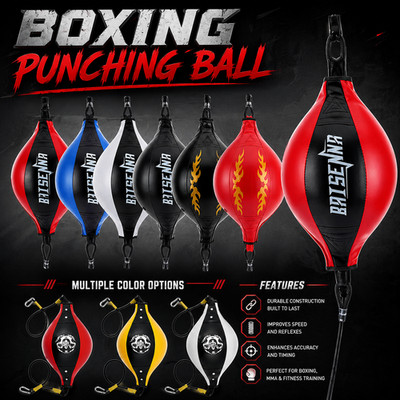 Speedball aus Leder mit doppelendigem Ende | Boxen vom Boden bis zur Decke | Reflexboxsack