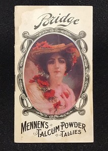 MENNEN’S TALCUM POWDER ADVERTISING BRIDGE TALLIES SCORE BOOKLET, GLAMOUR GIRL