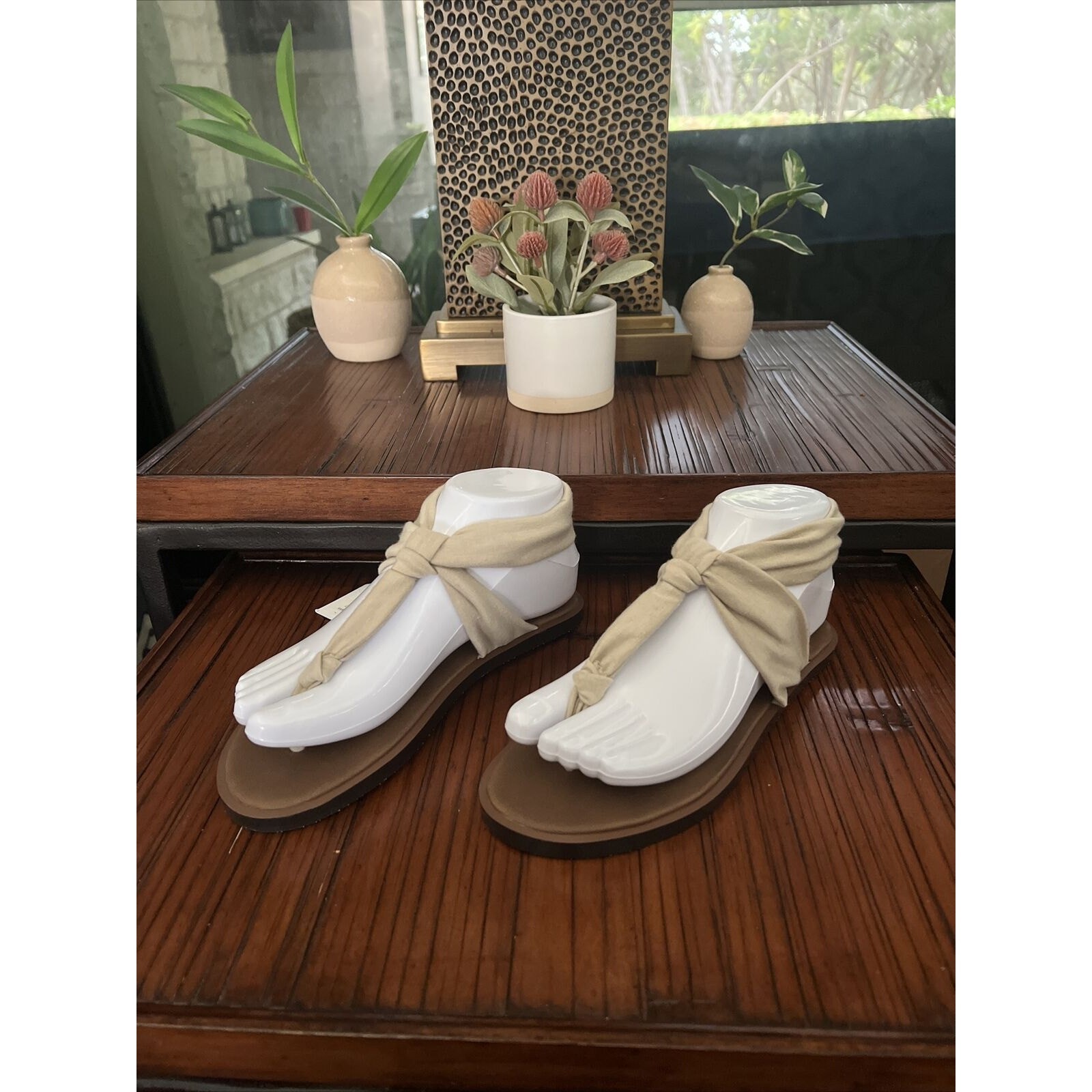 Sanuk Sz 10 Yoga Sling Ella Natural Tan Womens Sandal New Minimalist Rare