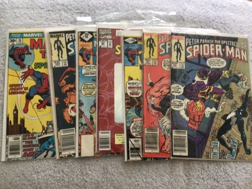 LOT (7) Vintage Spider-Man Comics ALL NEWSSTAND ALL PICTURED LQQK STARTS 99c