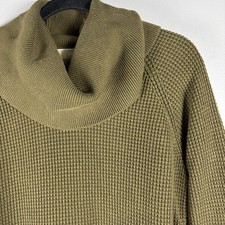 Michael Kors Women's Medium Brown Cowl Neck Waffle Knit Earthy Pullover Sweater