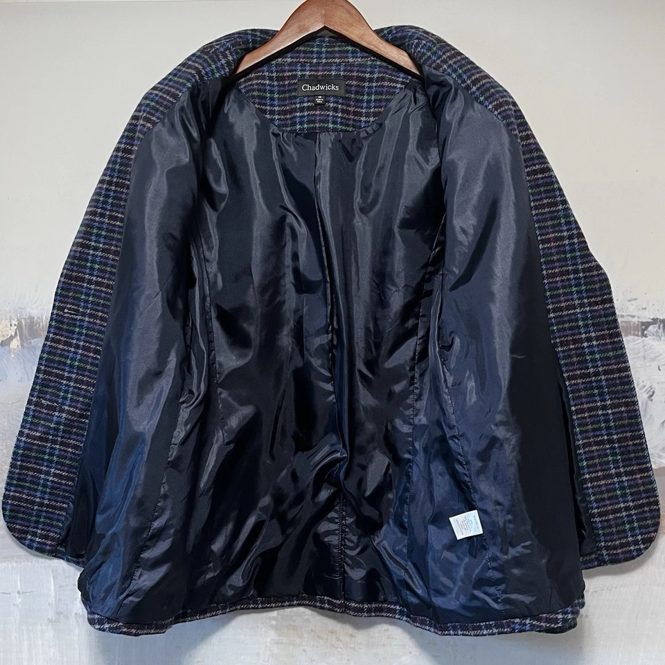 Blazer De Colección CHADWICKS Mezcla de Lana A Cuadros Mujer Talla 14 Chaqueta Multicolor Preppy Foto 3 de 4