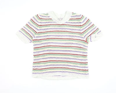 Nanette Lepore Women’s Multicoloured Crochet Knit Short Sleeve Jumper Size M - Image 1 of 4