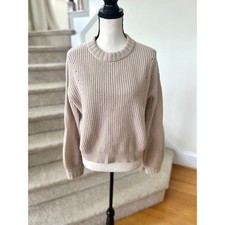 Athleta Lucca Tan Beige Wool  Cashmere Rib Knit Sweater