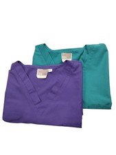 Lot Of 2 Scrubzone Nurse Medical Scrub Tops XL Green And Purple