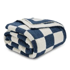 Super Soft Fullfy Microfiber Reversible Knitted Blankets, Warm Cozy Fuzzy Plu...