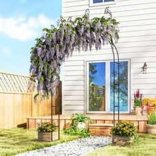 Garden Arch, 2.4 m High x 1.5 m Wide Metal Garden Trellis Wedding Arch, Black