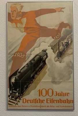100 Jahre Deutsche Eisenbahn - Gr. Originalplakat der Dt. Reichsbahn v. 1935! - Bild 1 von 4