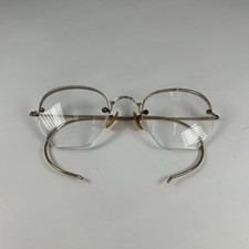 Vintage SHURON 1/10 12K Gold Filled Rimless Octagon Eyeglasses Etched MCM