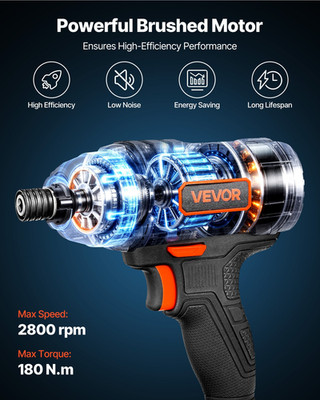 Impact Driver, 1/4 Inch, 2800 RPM Max Speed, 20 V Powerful Motor, Home Repairs
