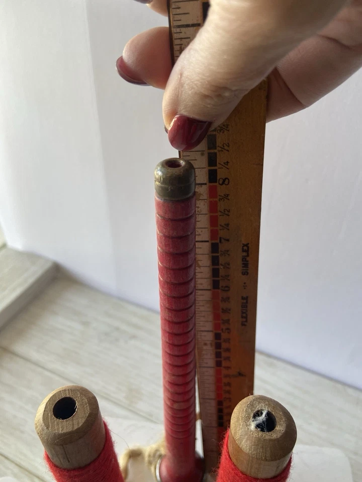 Lot of 3 Antique Wooden Quill Thread Spool Yarn Weaving Spinning Spindle Bobbins - Image 4 of 4