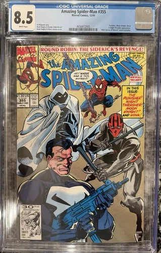 Amazing Spider-Man #355 CGC 8.5 Punisher Moon Knight Nova Night Thrasher Bagley