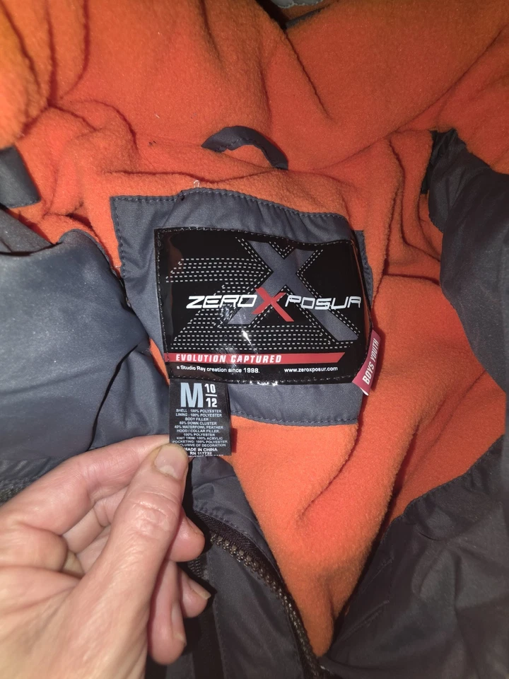 Abrigo de invierno Zero Exposure para niños 10/12 con capucha gris y naranja nuevo con etiquetas Foto 3 de 4