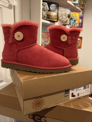 UGG Mini Bailey Button Crimson Size 8 Women s Boots