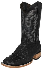 Mens Western Cowboy Boots Black Alligator Pattern Leather Square Vaquero Botas