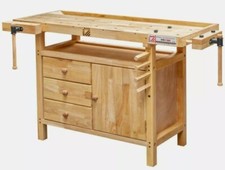 Holzmann Hobelbank Werkbank WB138C Schrank 1380x620x840 + Bankhaken + Haltestäbe