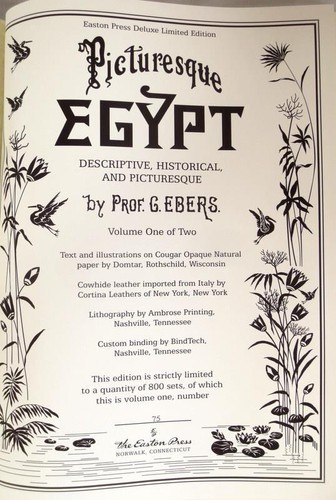 Couverture rigide pittoresque ÉGYPTE Prof. G. Ebers Vol 1 & 2 Easton Press Deluxe 75/800 - Photo 4/19