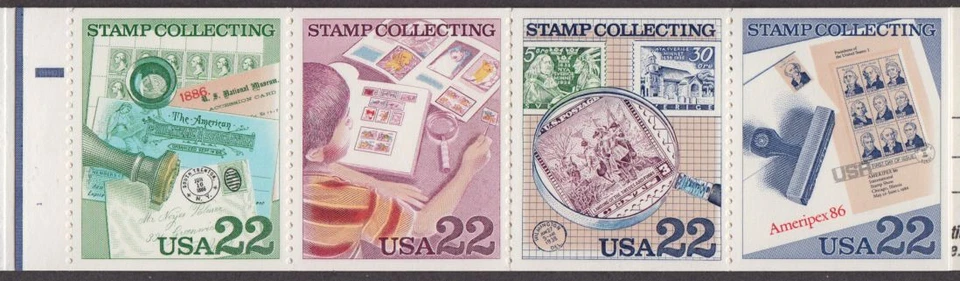 1986 Stamp Collecting BK153 (2 panes Sc 2201a) complete MNH plate number 1 - Image 2 of 2