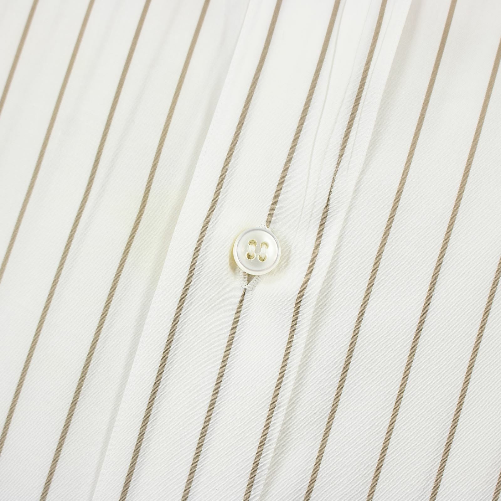 Ameri White Brown Cotton Striped MOP Buttons Spre… - image 2