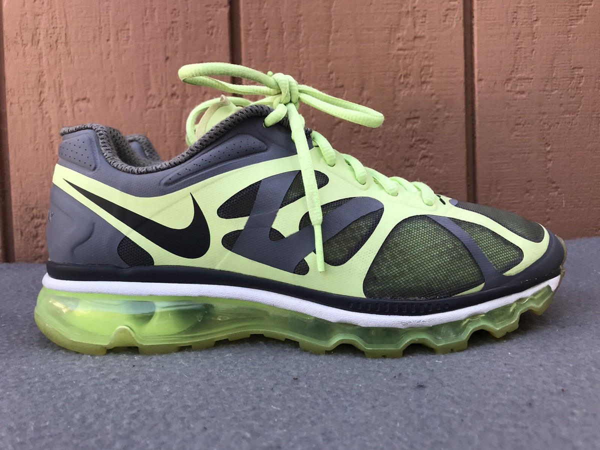 RARE Nike Air Max+ 2012 Cool Grey Anthracite Lime Women US 487679-003 C6