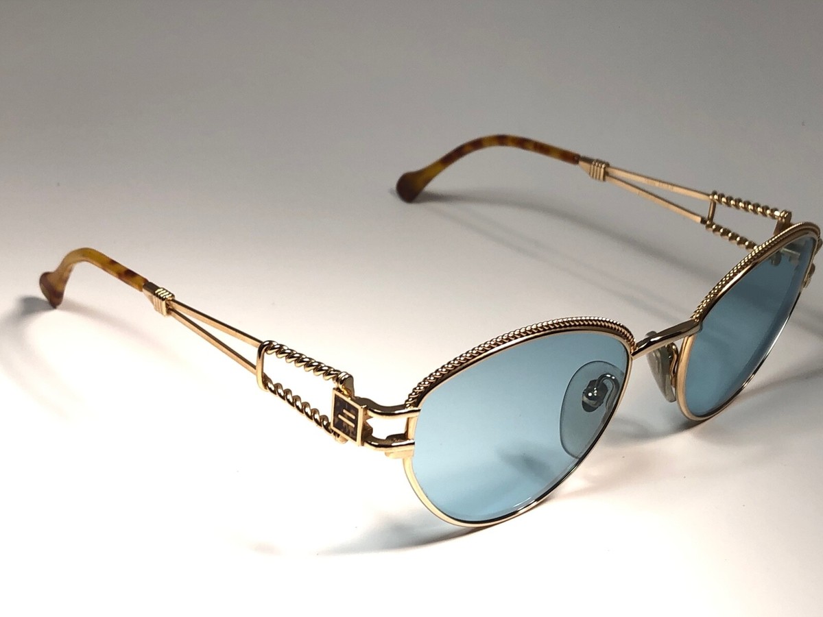 NEW VINTAGE HENRY JULLIEN OVAL MEDIUM GOLD 1990 ITALY SUNGLASSES