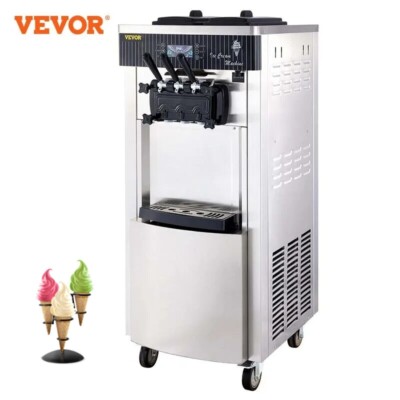VEVOR Softeismaschine Eismaschine 20-28 L/h Speiseeismaschine Eiscreme 3 Flavor