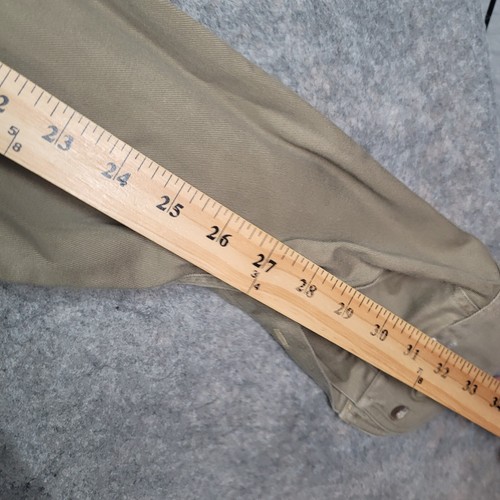 Vintage Mens Shirt Large Brown Khaki Long Sleeve Roebuck Pockets - Picture 9 of 14