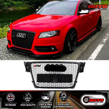 Audi RS4 Style A4 S4 B8 Front Main Grille Honeycomb Mesh Grill Gloss Black 08-12