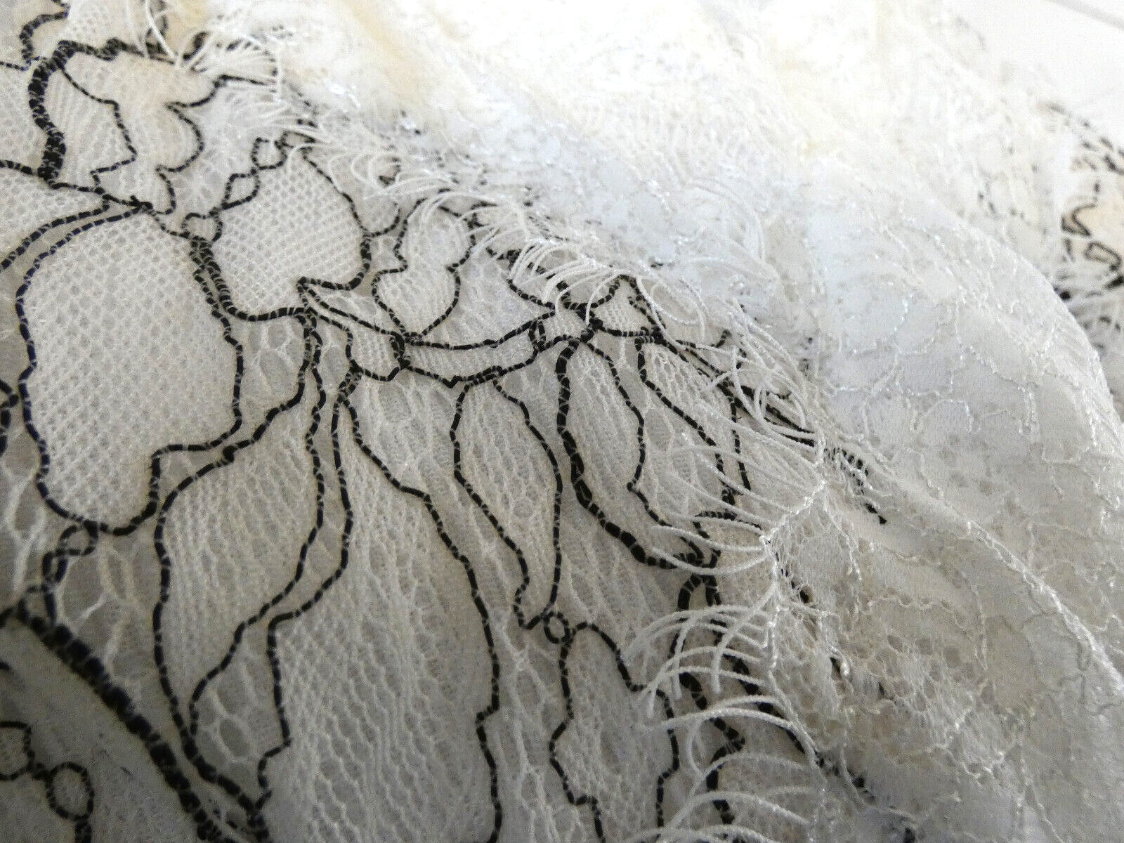 White Chiffon Lace Dress Size S Vintage Rare Handkerchief Hem Lightweight Summer image 9