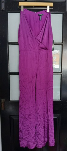 Lauren Ralph Lauren $175 Purple Satin Jumper Jumpsuit Size 6 No Belt