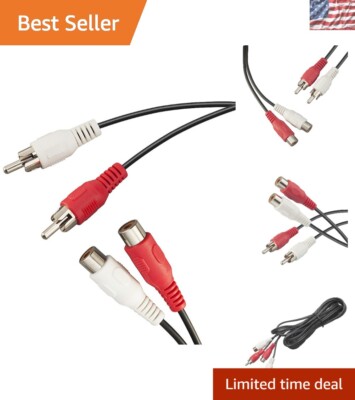 10FT RCA Audio Extension Cable - 2RCA Male to 2RCA Female - High Quality Sound