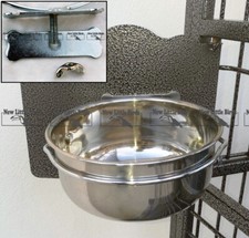 Ciotola Mangiatoia in Acciaio con Supporto Ø 10-12,5-15cm per Voliere,Pappagllie