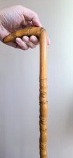 Antique Chinese Carved Wood Imitation Bamboo Walking Stick