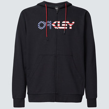 Oakley Mens Teddy Full Zip Hoodie Jacket Sweatshirt Black/American Flag Large