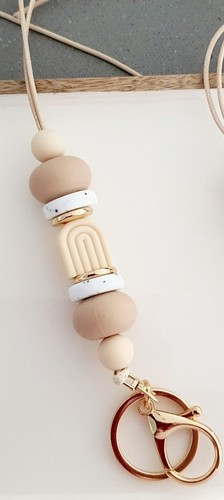 Soumake Id Badge Beaded Lanyard Adjustable Length Lightweight Non Rusting Reusable Silicone Beaded Breakaway Lanyard With Keychain - Foto 2