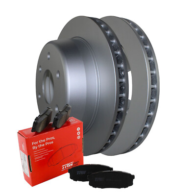 Rear Brake Kit 330mm Disc Rotors and TRW Ceramic Pad Set For Cadillac Chevy GMC