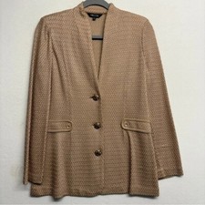 Exclusively Misook Tan Blazer Jacket Knit S Gold Buttons