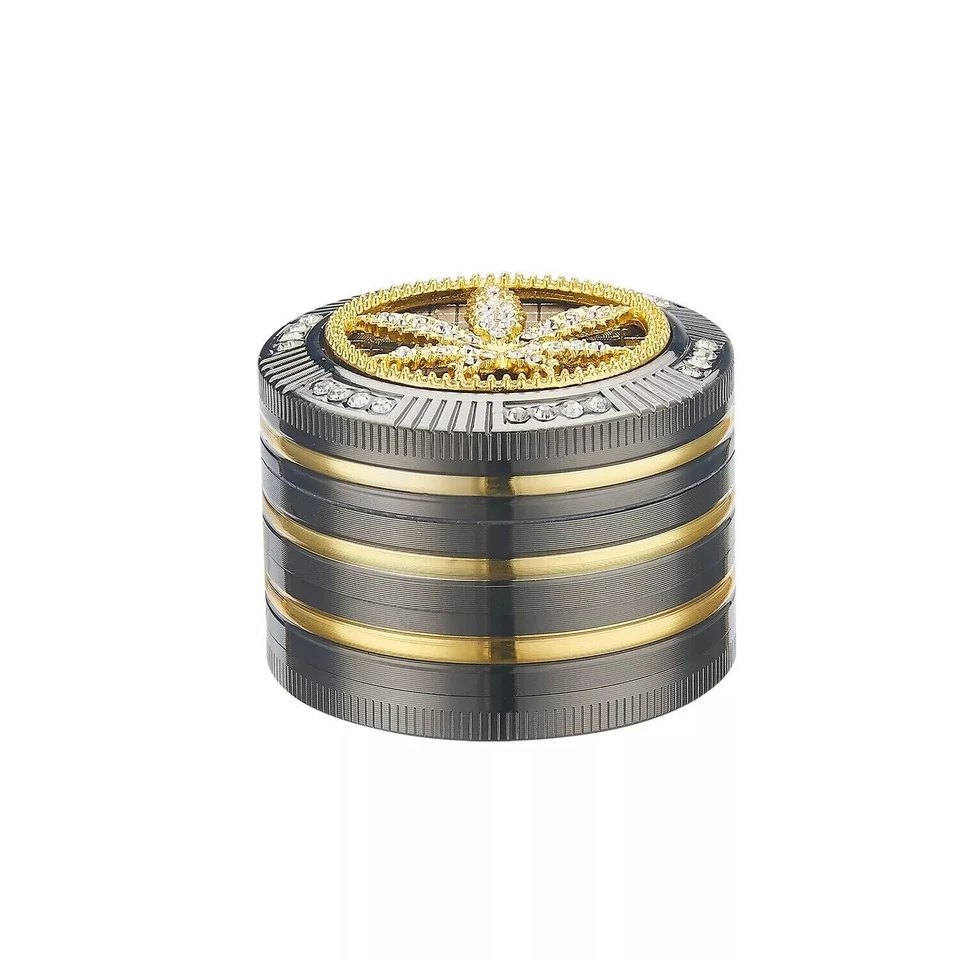 Grinder metallo trita tabacco 4 parti fuma teschio foglia dollaro - Immagine 3 di 4