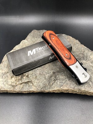MTech USA Tactical Brown Pakkawood Linerlock 4 1/2