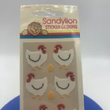 Sandylion Sealed VTG 1988 Fuzzy Animals Chicken Egg Stickers FLOCKED 90s RARE