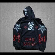 Baphomet Hoodie Hail Satan Bow to None Solve Et Coagula S to XL Sizes
