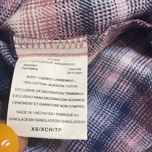 Dickies shirt womens long sleeve casual flannel Blue Lavender top button Sz XS - Picture 7 of 9